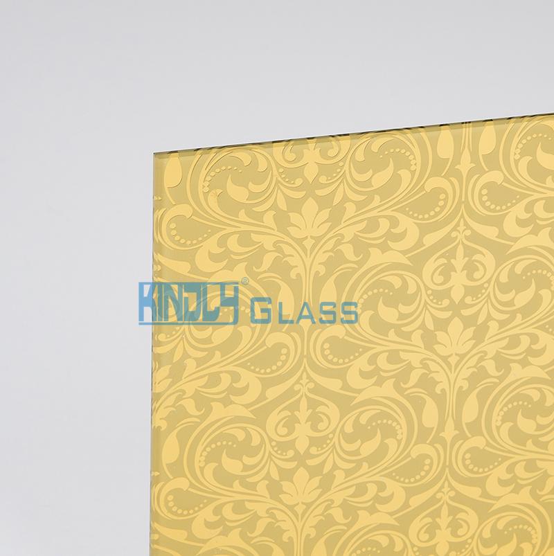Acid Etched + Golden Yellow Coated Jacquard Glass F